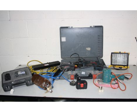 A BOSCH GBH24VRE 24V SDS HAMMER DRILL in case with charger and one battery (PAT pass and working), a four gang extension cabl