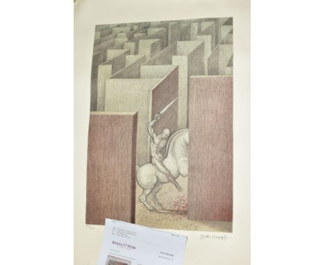 JOSEP MARIA SUBIRACHS (SPAIN 1927 - 2014), a limited edition print of a figure on a horse 147/300, signed to lower margin wit