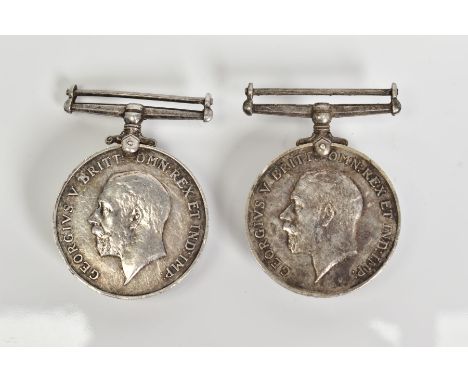 TWO 1914-1918 MEDALS, George V WWI round medals, missing ribbons, the first inscribed 37056 SGT F.Haigh, the second inscribed