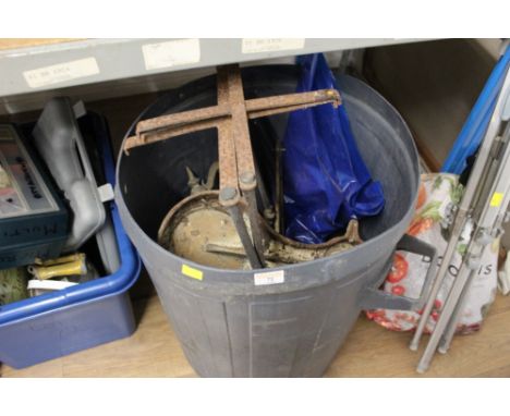 Bin, vintage scales etc