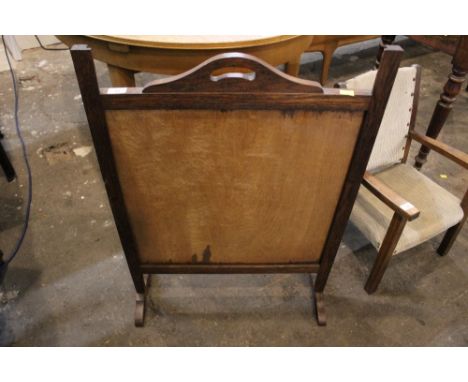 20th century oak fire screen with blank panel