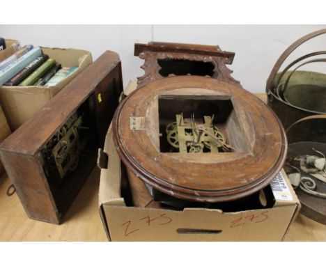 Box of clock parts, cases etc