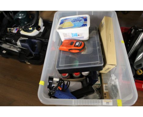 Box of tools, spare blades, riveter, WD40 etc