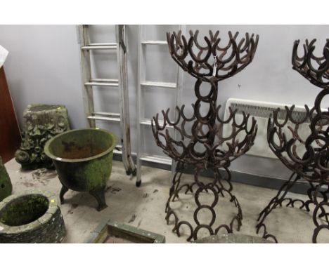 Architectural garden planter made from horseshoes, width 63 cm, height 127 cm