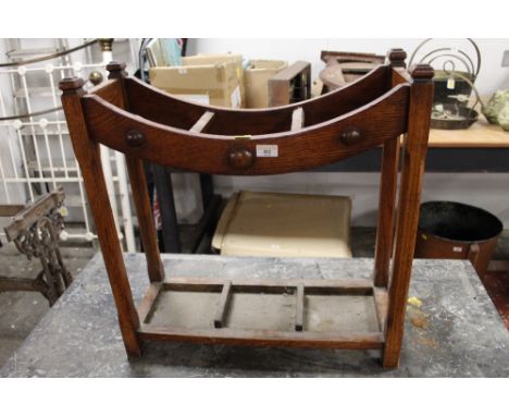 Oak stick stand with bowed top rail