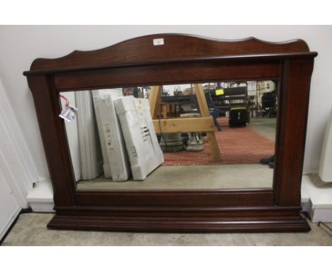Stained wood overmantle mirror