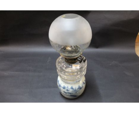 Oil lamp with base converted from a Chinese vase