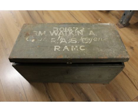Second World War RAMC metal trunk 