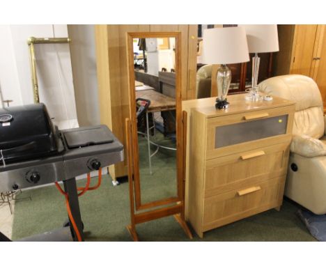 Pine rectangular cheval mirror, 147 cm high