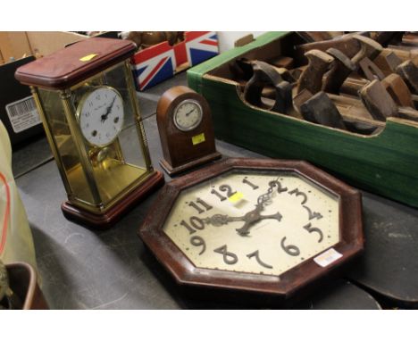 Two mantle clocks and Mappin &amp; Webb wall clock