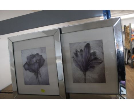 Two mirror framed floral prints