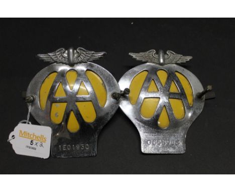 Two vintage AA badges 