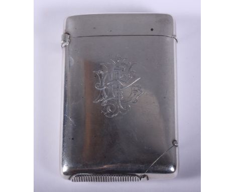 A late Victorian Sampson Mordan & Co silver cigarette/vesta case, London 1894, monogrammed with various initials, 3 1/2" wide