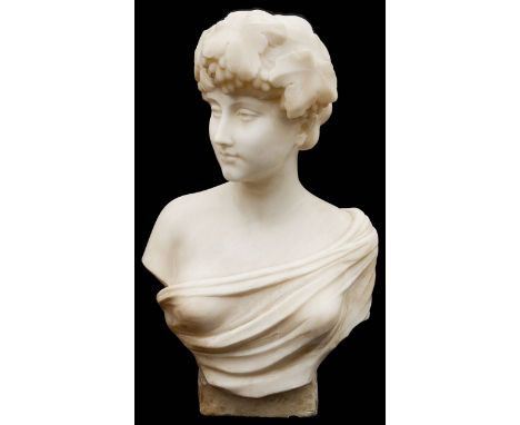 Jef Lambeaux (Belgian 1852-1908)'Bust of a Bacchante', marble, signed Jef Lambeauxheight 56 cmCondition: Good condition. Woul