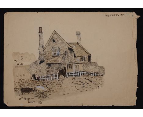 Thomas Barclay Hennell RWS (1903-1945)'A sketch of a tile hung house, Otford Kent', watercolour, monogrammed TBH, signed top 