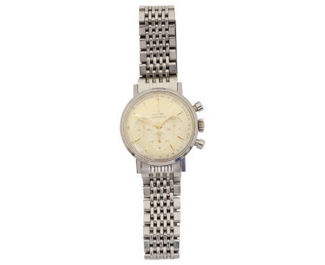 A Gentleman's Omega Seamaster 1960s stainless steel Caliber 321 chronograph wristwatch with original stainless steel strap, t