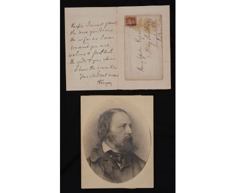 Alfred, Lord Tennyson (1809-1892). A signed letter in pen and ink,dated July 30, 1872, letter has envelope attached addressed