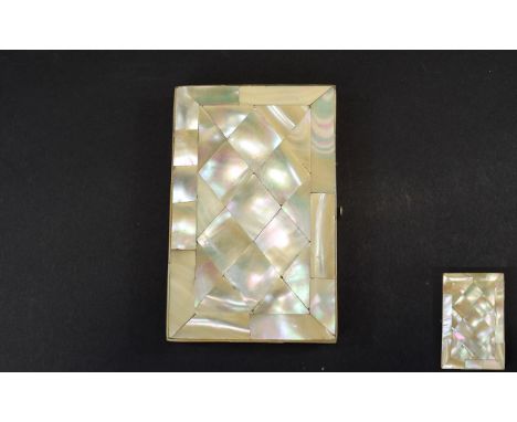 Victorian Period Nice Quality Mother of Pearl Hinged Card Case with press button open/close. Mechanism to side circa 1880. 4.