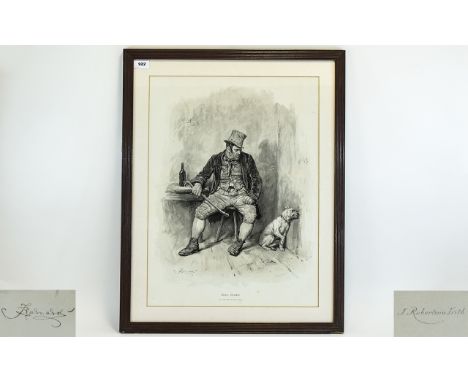 Victorian Period Print / Engraving of Bill Sykes and His Dog - From Oliver Twist by Charles Dickens and Illustrator and Paint
