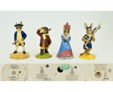Royal Doulton - Special Handmade and Hand Painted Collection of Ltd and Numbered Edition Bunnykins ( 4 ) Four In Total. Compr