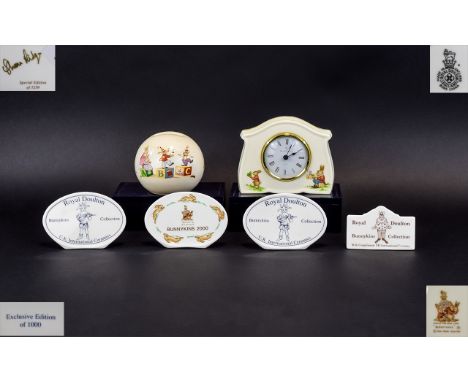 A Collection of Royal Doulton of Special Bunnykins Items, Comprises 1/ Bunnykins Ltd Edition Porcelain Clock by Royal Doulton
