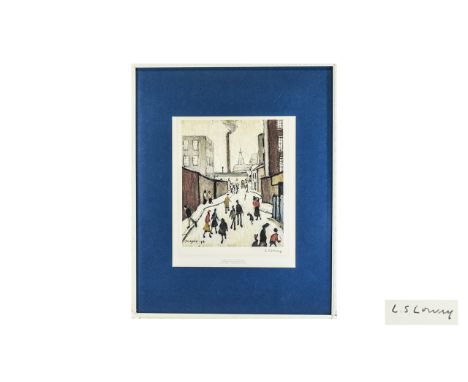 L S Lowry 1887-1976 Artist Signed Limited Edition Colour Lithograph Print titled 'A Street Scene, near a factory'. Edition of