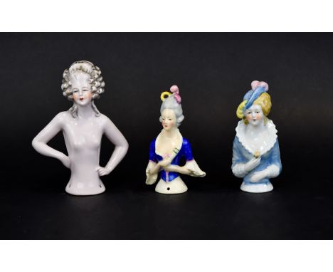 A Collection Of Vintage Ceramic Half Boudoir Dolls Three in total, each in very good condition. Look to be early 20th century