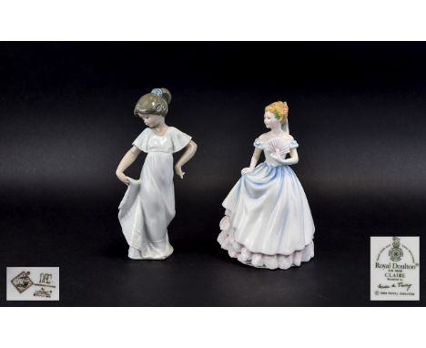 Royal Doulton Figurine HN 3646 Claire, Together With A Nao By Lladro Figure.