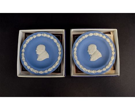 Wedgwood Jasperware Winston Churchill Bon Bon Dishes Two in total each boxed, profile portrait of Churchill to centre.