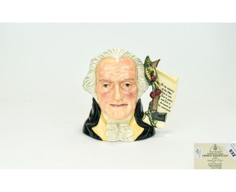 Royal Doulton Ltd and Numbered Edition Character Jug  - Num 1028 of 2600 - George Washington Style Two ( 2 ) with Axe, Cherri