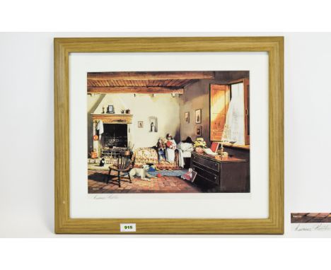 Lawrence Rushton 1919 - 1994 Ltd Edition and Artist Signed Colour Print ' Nanny's Cottage ' Child at Home. Issued In a Ltd Nu