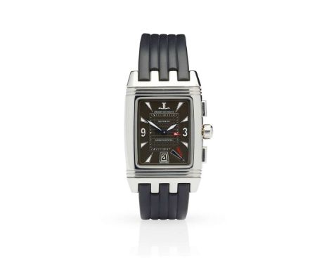  Jaeger LeCoultre. A fine stainless steel reversible double-dial retrograde chronograph wristwatch Reverso 'Gran'Sport' Ref.2
