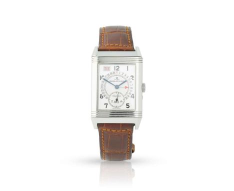  Jaeger LeCoultre. A fine and unusual stainless steel mechanical reversible wristwatch with day and date, Reverso Grand Taill