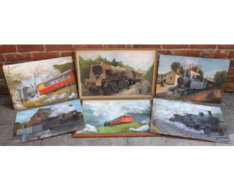 R. E. Lord (20th century) Seven assorted steam railway related studies including maintenance scenes and steam engines in land