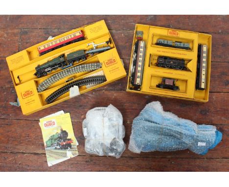 Two assorted Hornby 'Dublo' boxed train sets including a Ref. EDG16 3-Rail Tank Goods Train, Comprising Class N2 0-6-2 steam 