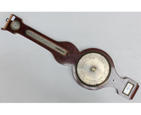 A late 19th century mercury wheel barometer with thermometer and hygrometer and level feature to the base by S Lelli of Newpo