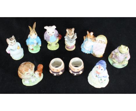 Seven Beswick Beatrix Potter figurines including Peter Rabbit, Pigling Bland, Tailor of Gloucester (af), Tabitha Twitchett, O