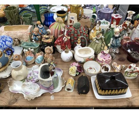 Doulton, Pendelfin and other figures, tea pots and decorative ceramics