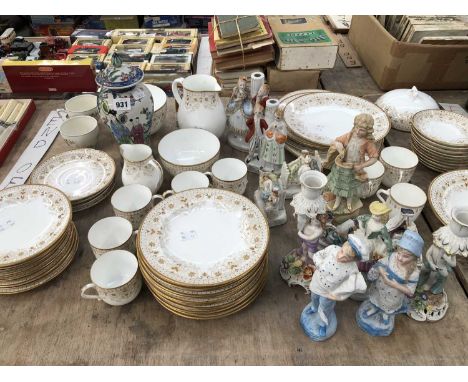 Wedgwood dinner and coffee wares, German candlestick and other figures together with an oriental baluster vase and cover