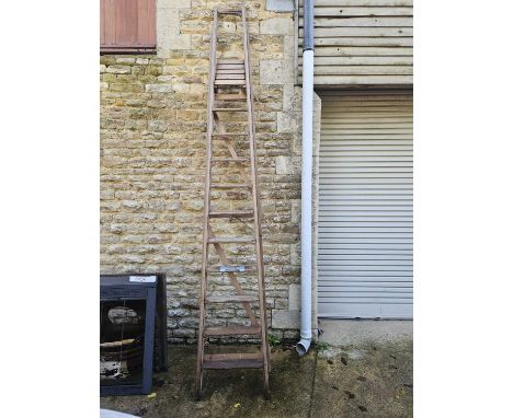 Wooden tall step ladder