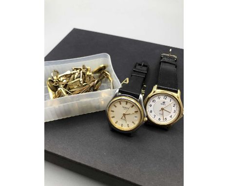 A gents Tissot quartz wristwatch, a Royal London example, and a number of cufflinks, tie pins and slides. 