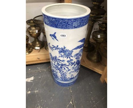 An oriental blue and white stick stand.