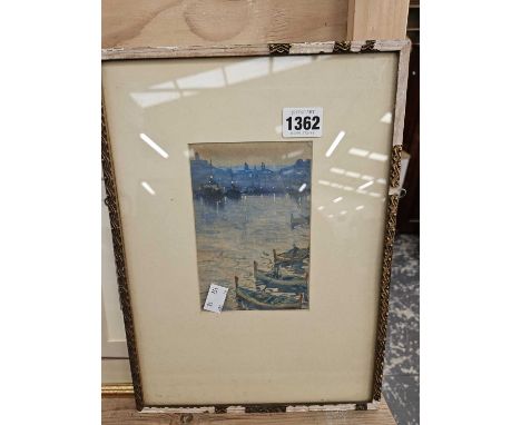 Watercolour a Venitian scene at night and a pencil wash sketch attributed to William McConnell.