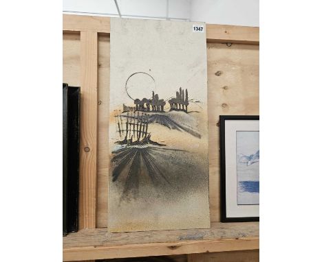 A large ceramic panel. 