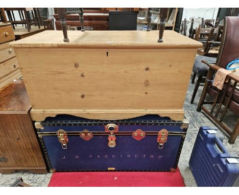 Victorian pine blanket box and a cabin trunk.