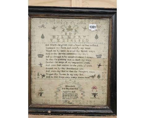 An 1815 sampler by Elizabeth Tayton.