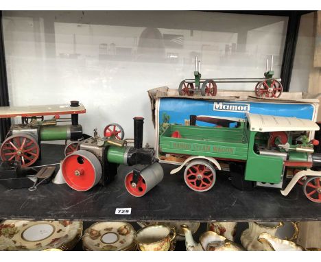 A Mamod Steam Wagon and box, a Mamod steam tractor, one other etc. 
