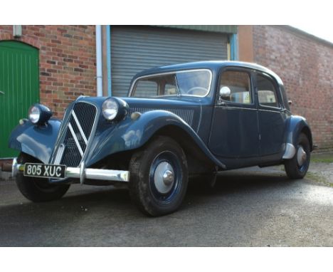 A 1956 BLUE CITROEN FOUR DOOR SALOON TYPE B11 (LIGHT FIFTEEN) REG No. '805 XUC', 1911 cc, with MOT and extensive service hist