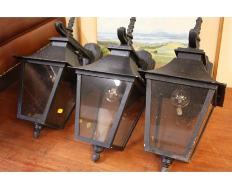 THREE OUTDOOR LANTERN STYLE LIGHTS