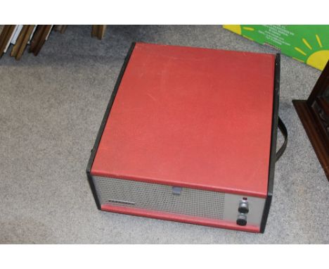 A VINTAGE RED FERGUSON RECORD PLAYER